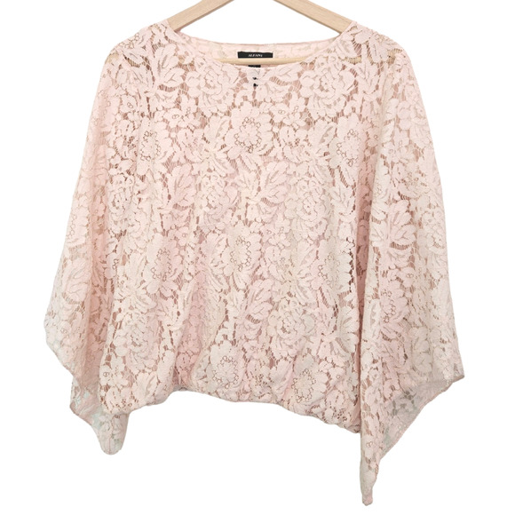 Alfani Lace Bubble Top Cami Blouse Light Pink Medium - Picture 1 of 8